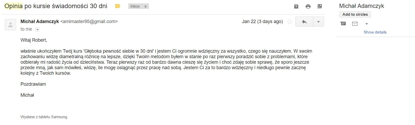 Opinia uczestnika